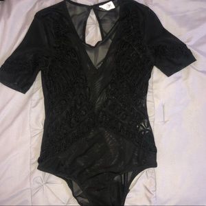 Black mesh bodysuit